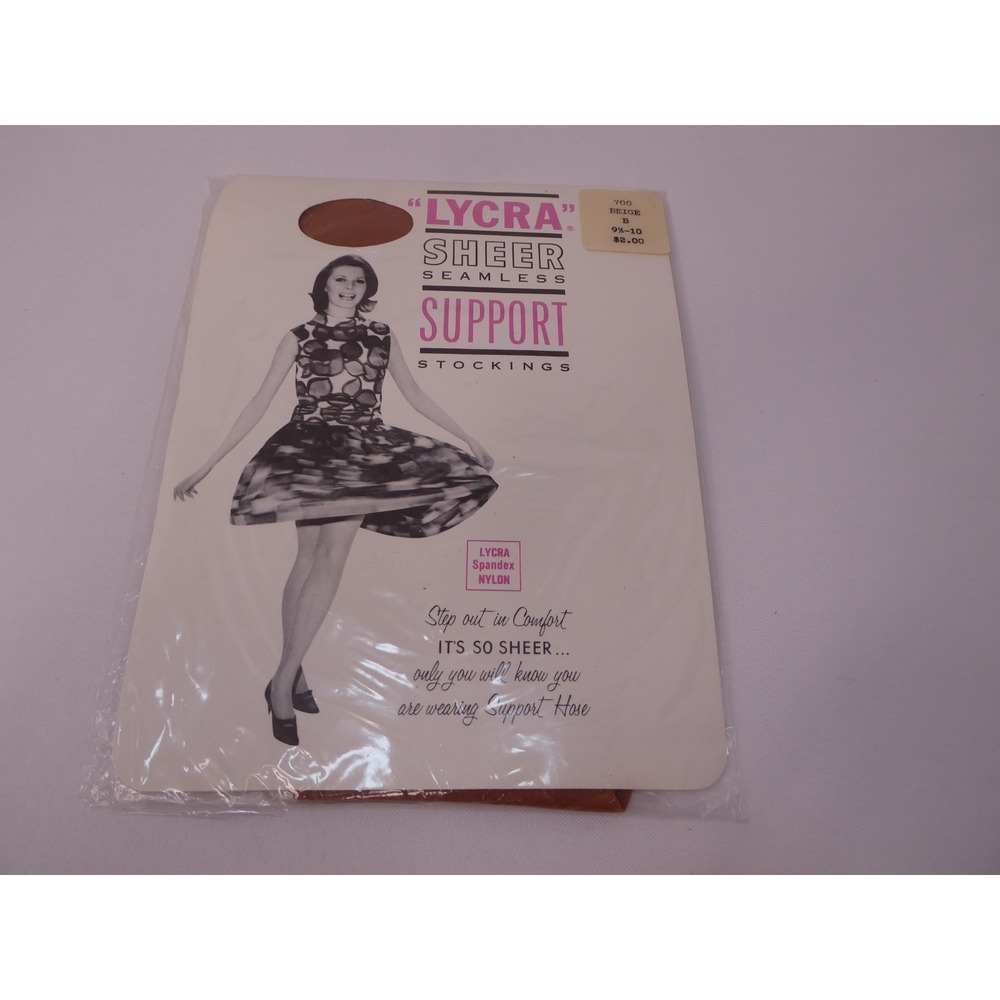 "Lycra" Sheer Seamless Support Stockings Beige Size B